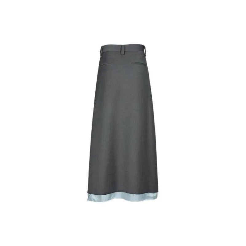 GOOD BAI Casual Long Skirts Women's Preppy Gray-1