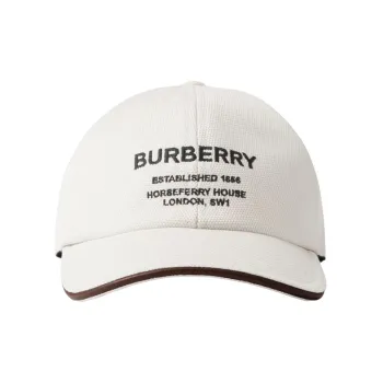 Burberry Horseferry Cotton Sheepskin Baseball Caps Men's White