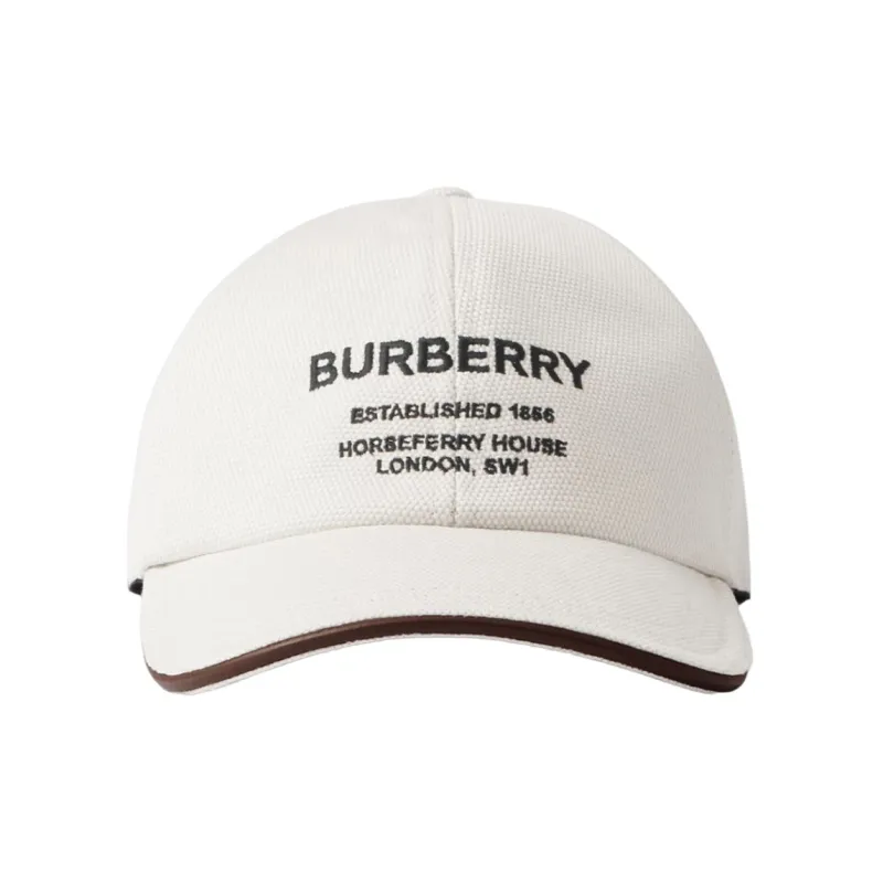 Burberry Horseferry Cotton Sheepskin Baseball Caps Men's White-0