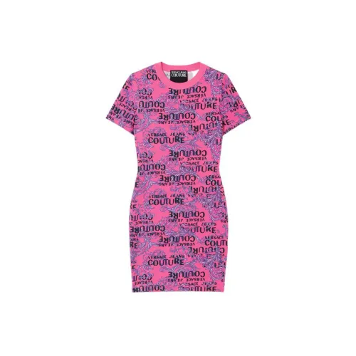 VERSACE JEANS COUTURE Short-Sleeved Dresses Women's Rose Red