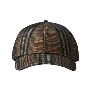 Burberry Mesh Overlay Check Baseball Cap