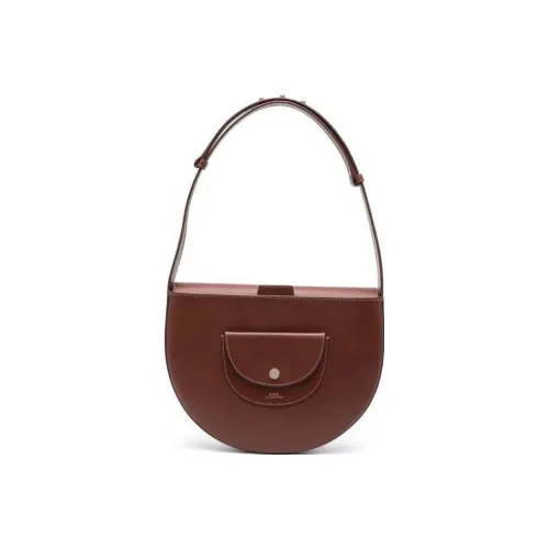 A.P.C Smooth Vegetable Tanned Leather Handbag, Shoulder Bag Women's Brown