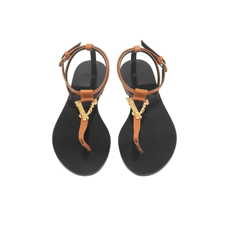 VERSACE Stylish Sandals Women's Brown Black-3