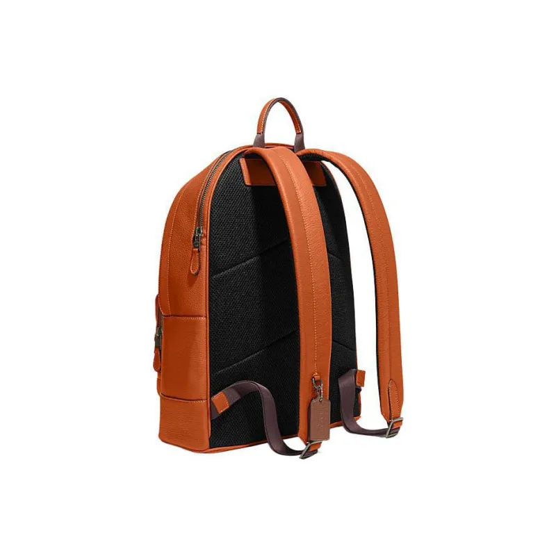 COACH Westway Cow Leather Patchwork With Fabric Backpack Large Size Women's Brown-1