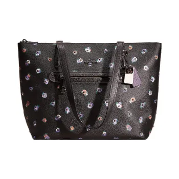 COACH Taylor Pebbled Leather With Canvas Accents Handbag Tote Bag Shoulder Bag Large Size Women's Black