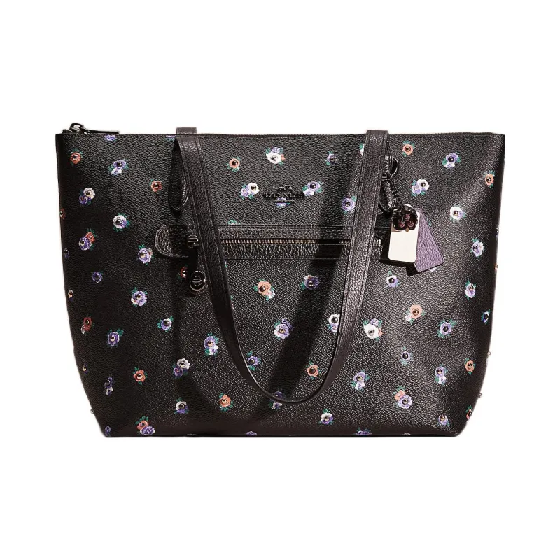 COACH Taylor Pebbled Leather With Canvas Accents Handbag Tote Bag Shoulder Bag Large Size Women's Black-0
