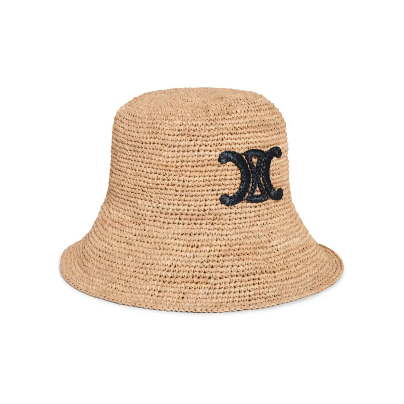 CELINE Triomphe Bucket Hat In Raffia-1