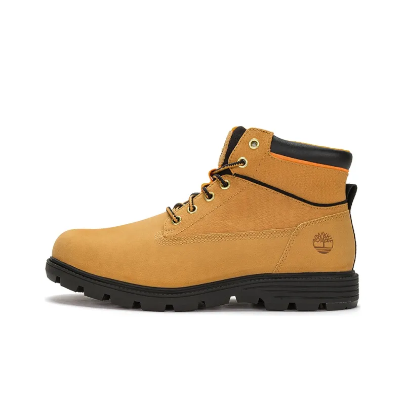 Timberland Anti Slip Wear Resistant High Top Outdoor Shoes Men's Brown Yellow-0
