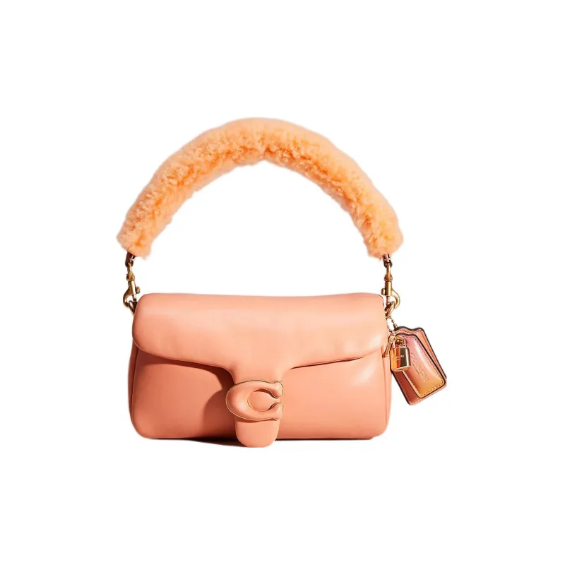 COACH Pillow Nappa Leather Patchwork Leather Portable Crossbody Bag Shoulder Bag Women's Light Coral-0