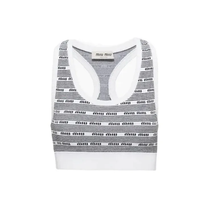 MIU MIU Tank Tops Women's Black/White-2
