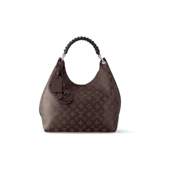 LOUIS VUITTON Mahina Perforated Calfskin Handbag, Shoulder Bag Women's Dark Brown