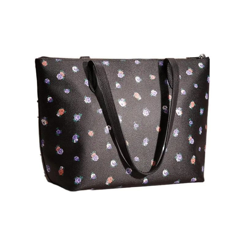 COACH Taylor Pebbled Leather With Canvas Accents Handbag Tote Bag Shoulder Bag Large Size Women's Black-1
