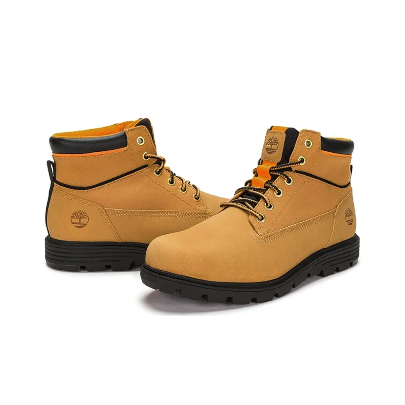 Timberland Anti Slip Wear Resistant High Top Outdoor Shoes Men's Brown Yellow-4