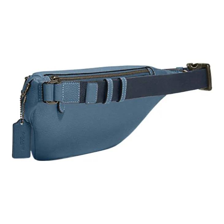 COACH Warren Cow Leather Shoulder Bag, Fanny Pack Large Size Women's Blue-1