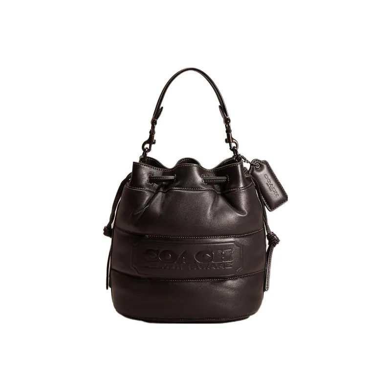 COACH Field Leather Bucket Bag Handbag Shoulder Bag Women's Black-0