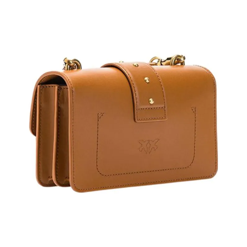 PINKO Cow Leather Bird Bag, Swallow Bag, Shoulder Bag, Crossbody Bag Mini Women's Brown-4