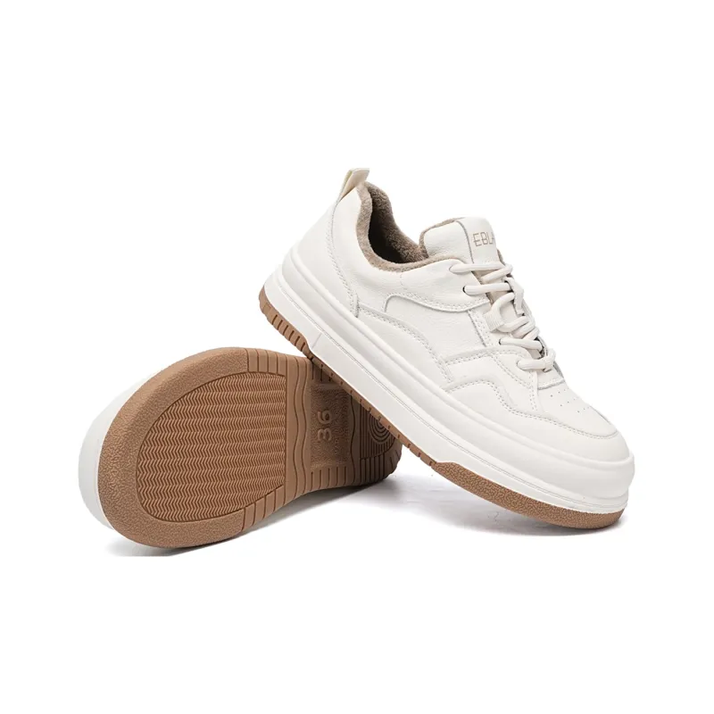 EBLAN Low Top Stylish Skateboarding Shoes Women's White Apricot-2