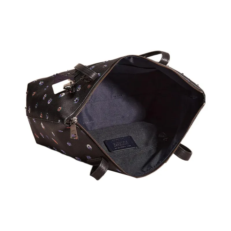 COACH Taylor Pebbled Leather With Canvas Accents Handbag Tote Bag Shoulder Bag Large Size Women's Black-2