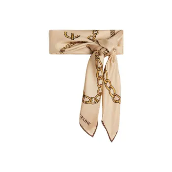 CELINE Silk Scarf Women's Khaki