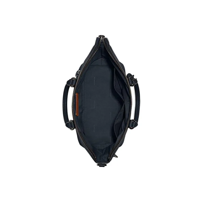 COACH Cara Pebbled Cow Leather Briefcase Handbag Shoulder Bag Crossbody Bag Women's Midnight Navy-2