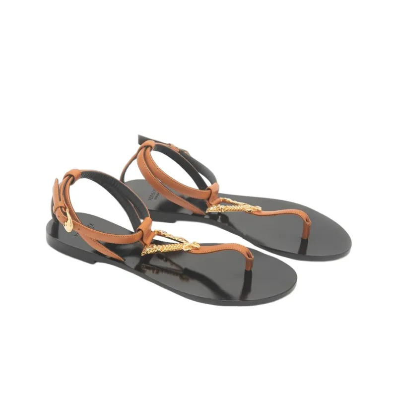 VERSACE Stylish Sandals Women's Brown Black-1