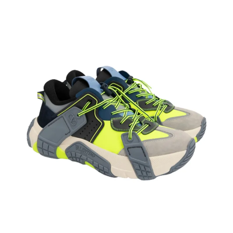 Valentino VLTN Wod Cushioning Low Top Sports Casual Shoes Men's Gray Yellow-2