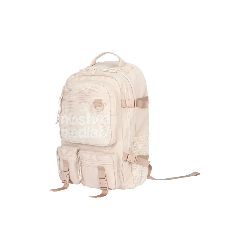 MostwantedLab Polyester Backpack Large Size Unisex Ecru-3