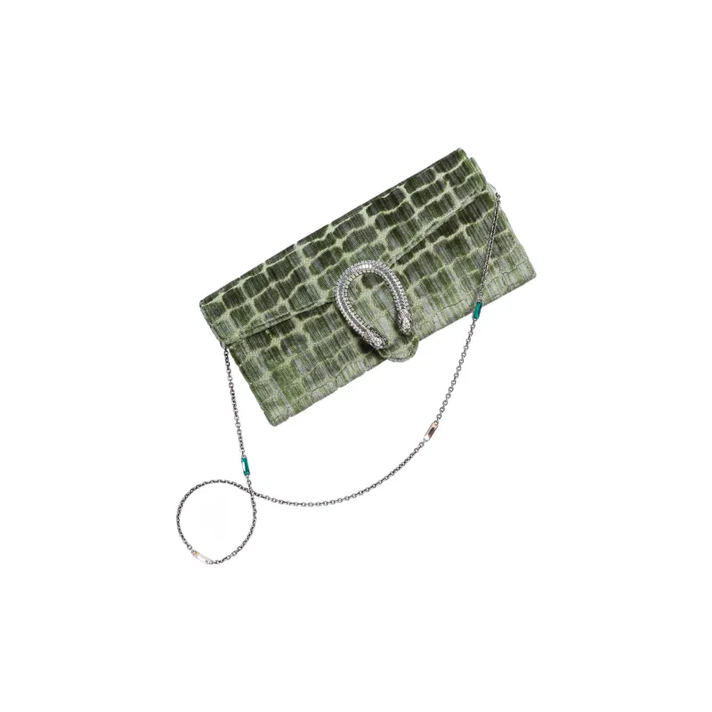 GUCCI Dionysus Velvet Jacquard Fabric Crossbody Bag Shoulder Bag Women's Green-2