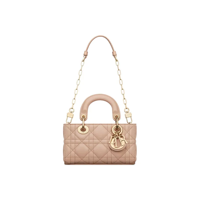 DIOR Lady D-JOY Sheepskin Daisie Bag Shoulder Bag Crossbody Bag Handbag Extra Mini Women's Sand Pink-4