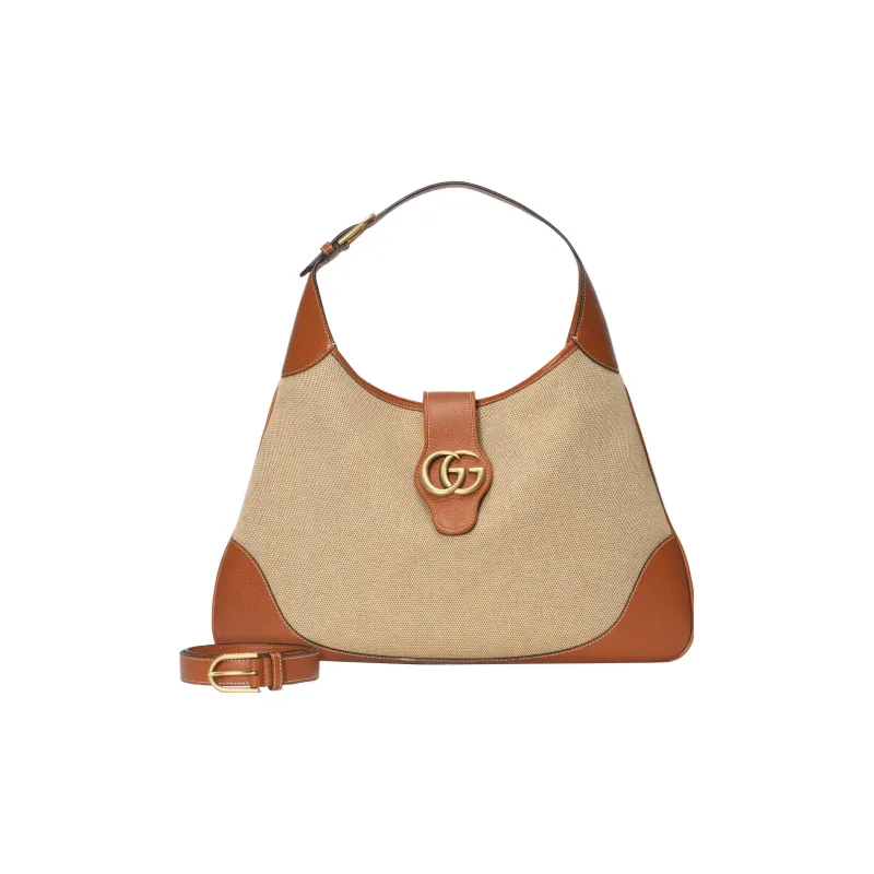 GUCCI Aphrodite Canvas With Leather Handbag Shoulder Bag Large Size Women's Beige/Brown-1
