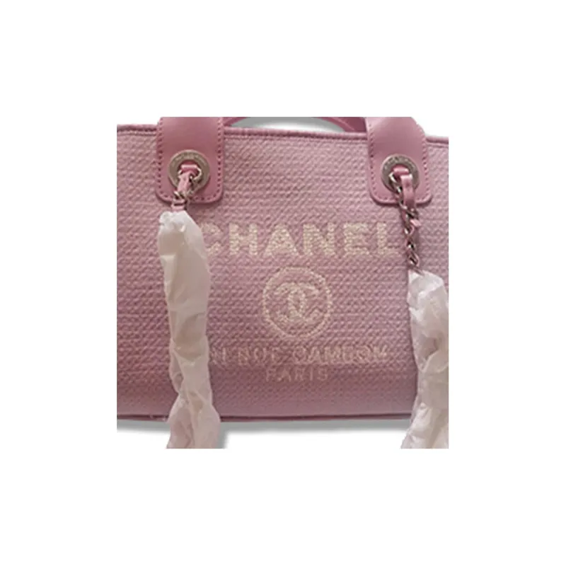 CHANEL Canvas Beach Bag, Bowling Bag, Pillow Bag, Handbag, Shoulder Bag, Crossbody Bag Trumpets Women's Pink-3