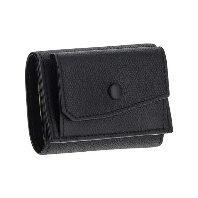 Valextra Millepunte Calfskin Coin Purse Small Size Men's Black-1