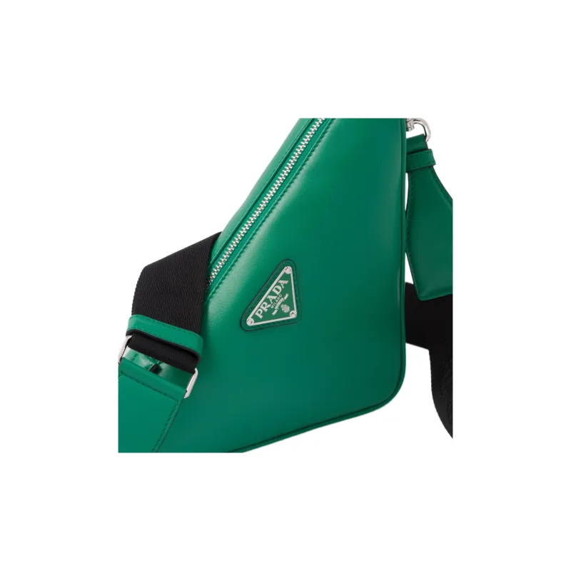 PRADA Leather Crossbody Bag Shoulder Bag Men's Green-3