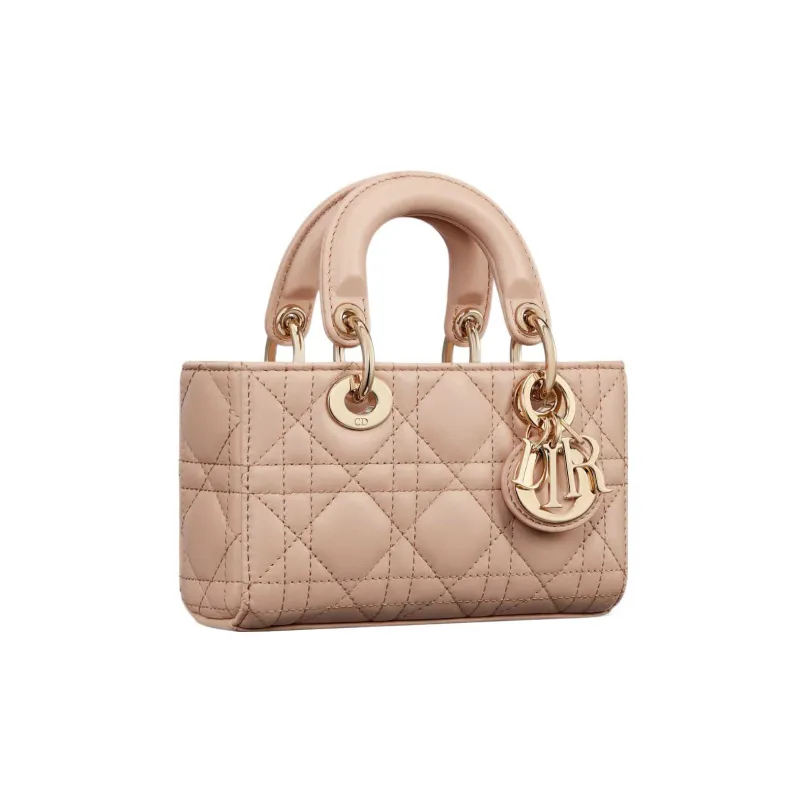 DIOR Lady D-JOY Sheepskin Daisie Bag Shoulder Bag Crossbody Bag Handbag Extra Mini Women's Sand Pink-1