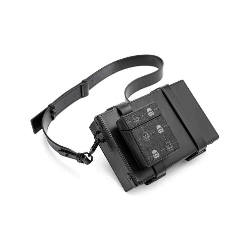 GUDI Microfiber Synthetic Leather Combo Box Bag, Small Square Bag, Shoulder Bag Medium Size Unisex Black-1