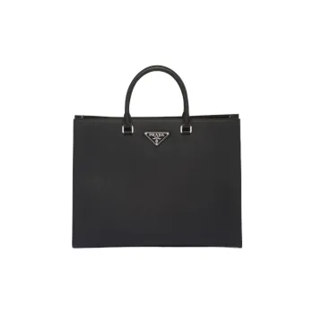 PRADA Saffiano Leather Tote Bag, Shopping Bag, Handbag Regular Men's Black