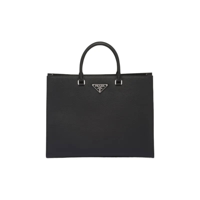 PRADA Saffiano Leather Tote Bag, Shopping Bag, Handbag Regular Men's Black-0