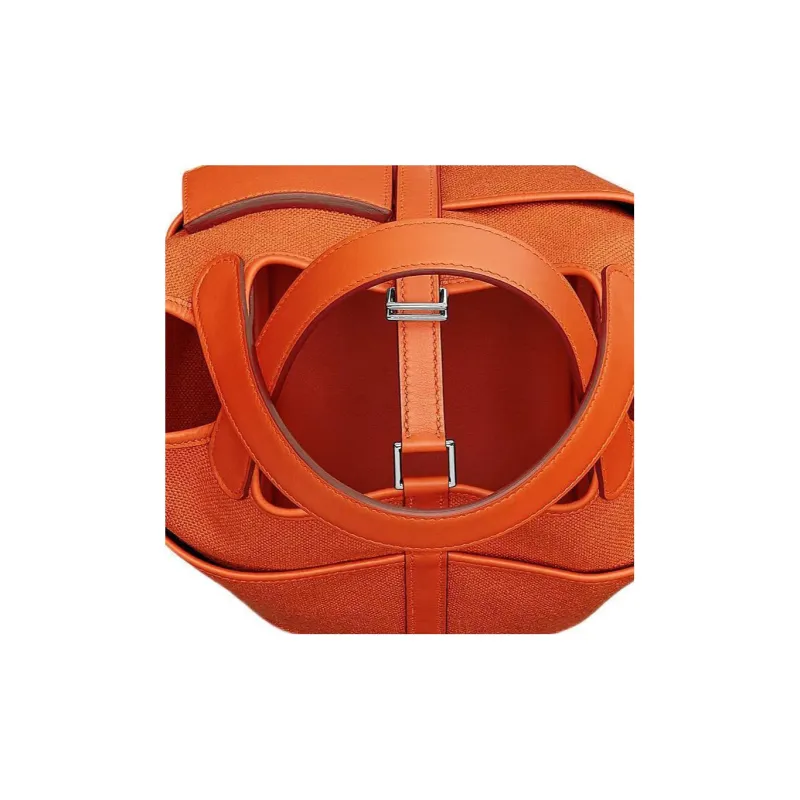 HERMES Picotin Lock Goeland Canvas With Swift Calfskin Bucket Bags Handbags Women's Bright Orange-4