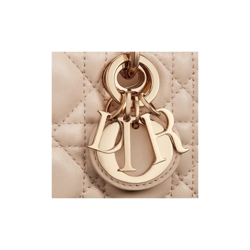 DIOR Lady D-JOY Wicker Pattern Sheepskin Daisie Bag Shoulder Bag Crossbody Bag Handbag Extra Mini Women's Beige-6
