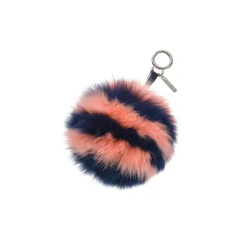 FENDI Fox Fur Charm Bag Accessory Women's Peach Pink & Blue