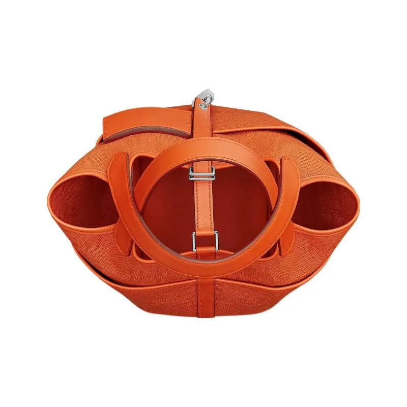 HERMES Picotin Lock Goeland Canvas With Swift Calfskin Bucket Bags Handbags Women's Bright Orange-3