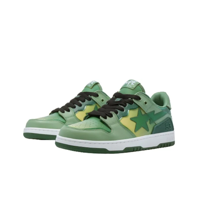 A BATHING APE SK8 STA Stylish Skateboarding Shoes Men's White Green-2