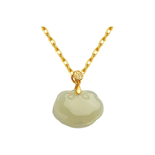 Xiaoyinjiang 925 Sterling Silver Hetian Jade Charm/Pendant Women's Pale Greenish White Jade-0