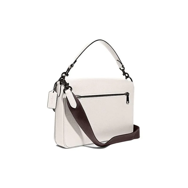 COACH Soft Tabby Pebbled Leather With Leather Messenger Bag, Shoulder Bag, Crossbody Bag Tubas Men's White-1