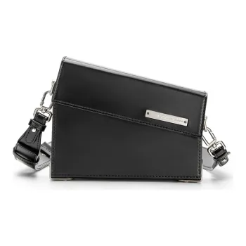 GUDI Microfiber Synthetic Leather Small Square Bag Shoulder Bag Regular Unisex Black