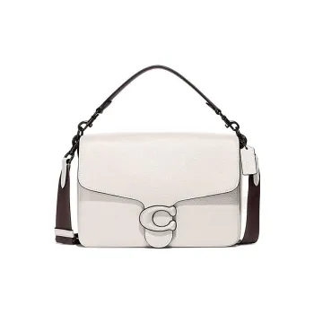 COACH Soft Tabby Pebbled Leather With Leather Messenger Bag, Shoulder Bag, Crossbody Bag Tubas Men's White