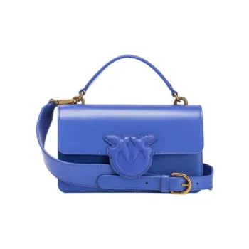PINKO Cow Leather Handbag Shoulder Bag Crossbody Bag Small Size Women's Blue Purple
