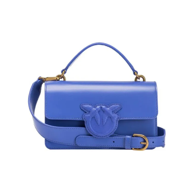PINKO Cow Leather Handbag Shoulder Bag Crossbody Bag Small Size Women's Blue Purple-0