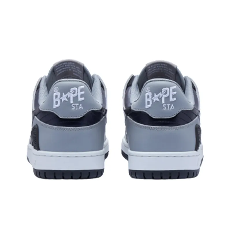 A BATHING APE SK8 STA Stylish Skateboarding Shoes Men's Black White Gray-2
