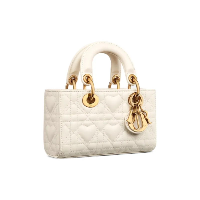 DIOR Lady D Joy Lambskin Lady Dior Bag, Shoulder Bag, Crossbody Bag, Handbag Extra Mini Women's Milk White-1